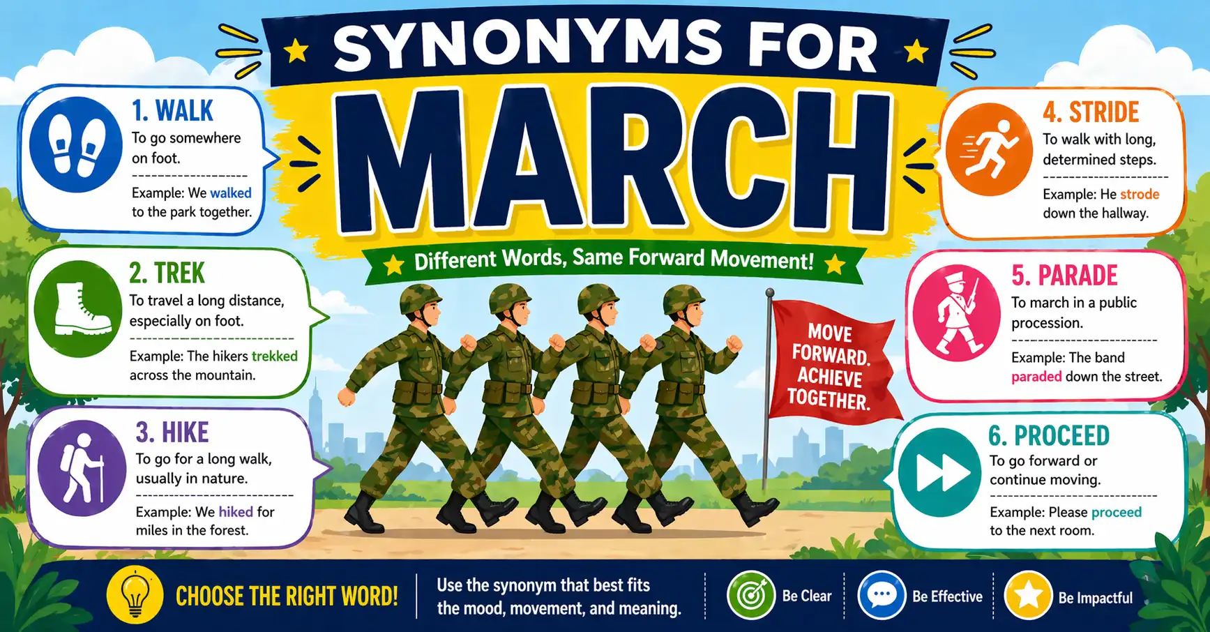synonyms for march