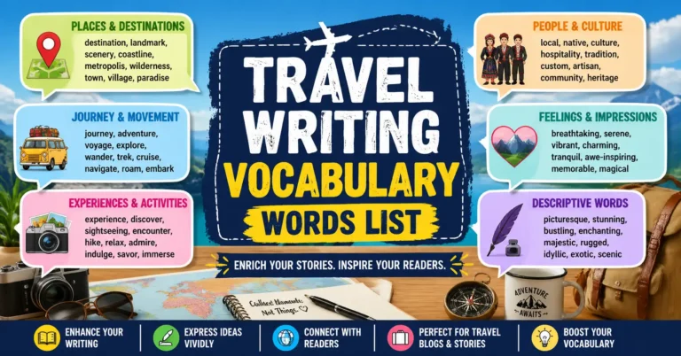 travel writing vocabulary words list