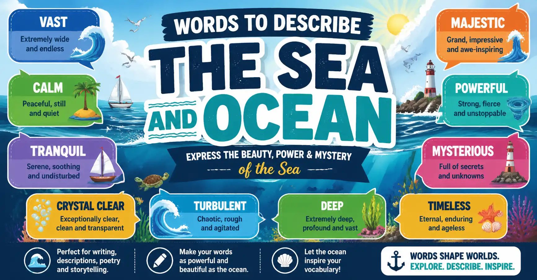 words to describe the sea and ocean