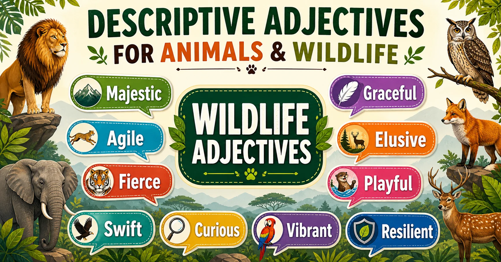 descriptive adjectives for animals wildlife