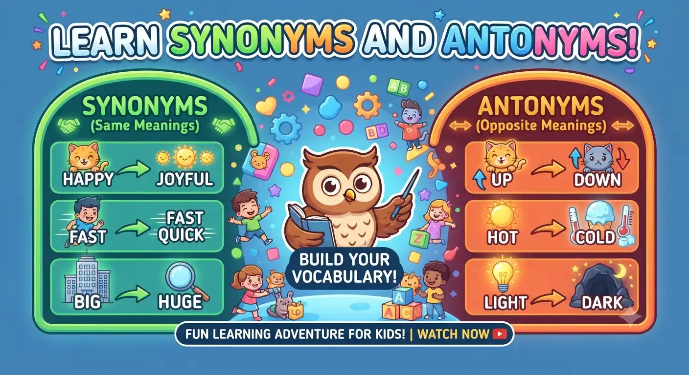 synonyms and antonyms video for kids
