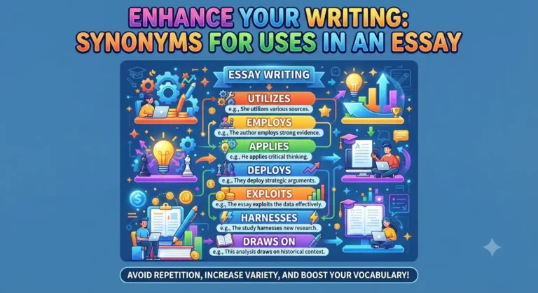 synonyms for uses in an essay