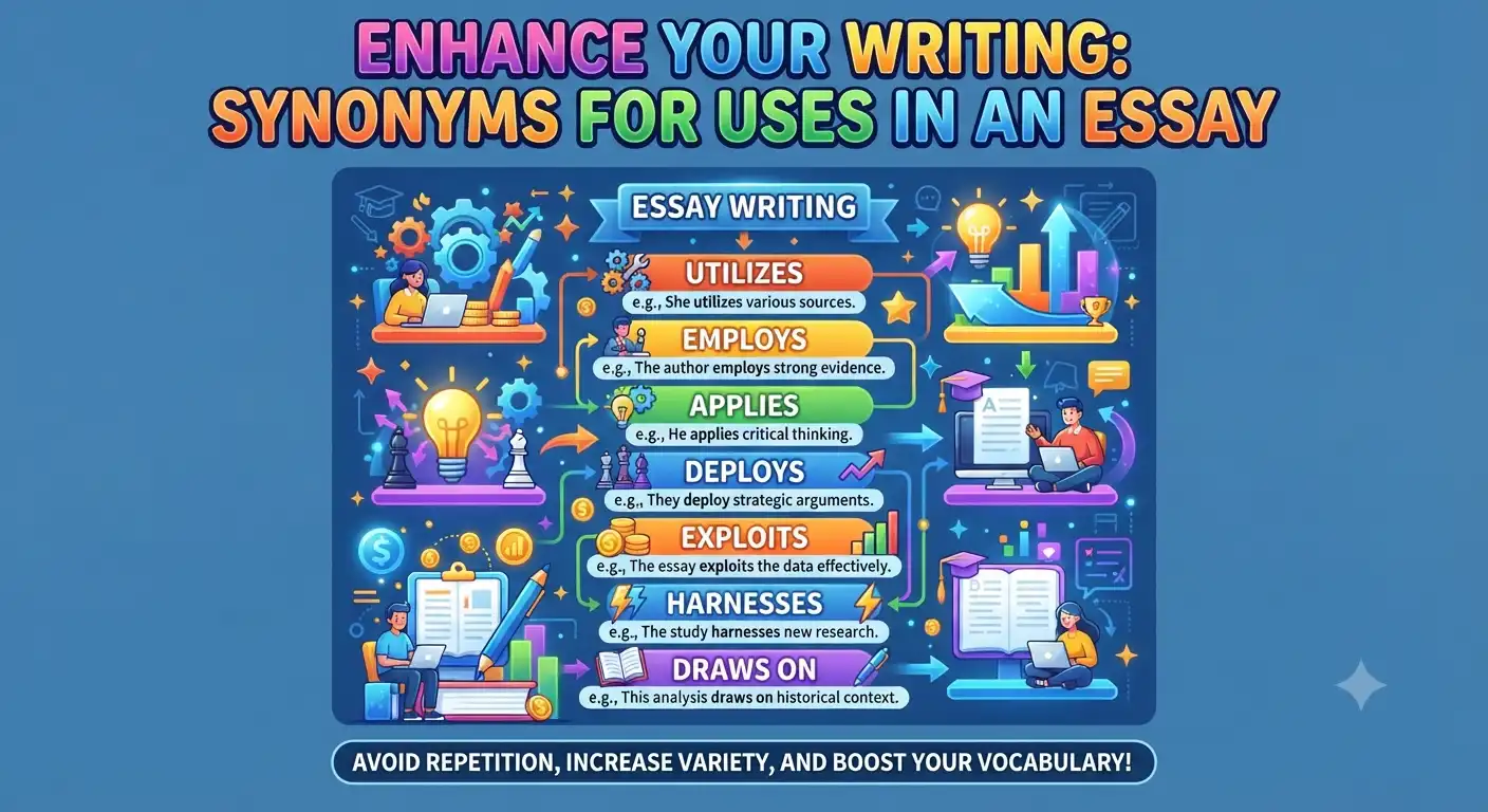 synonyms for uses in an essay