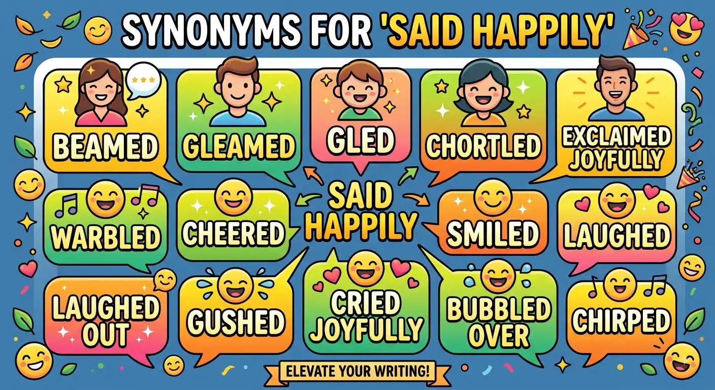 synonyms for said happily